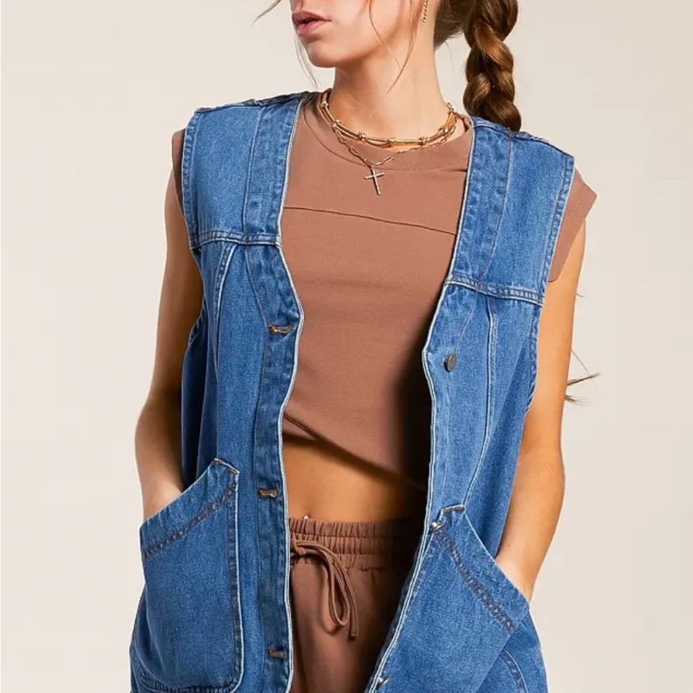 Sleeveless Blue Denim Vest